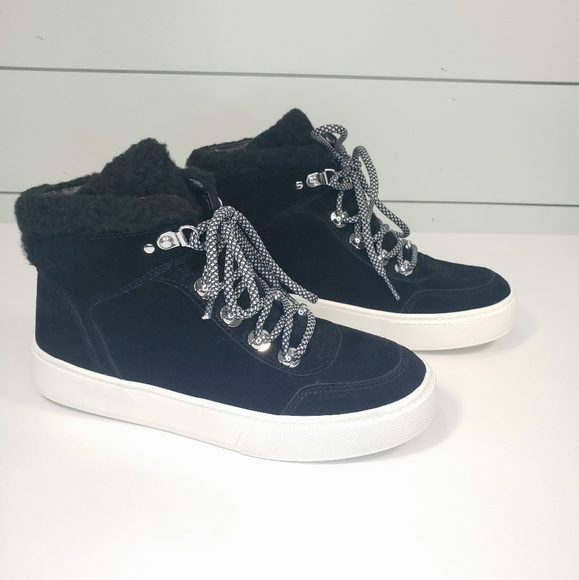 Marc Fisher Shoes - Marc Fisher Summa Women's High Top Sneakers Boots Black Suede Faux Fur New Sz 7